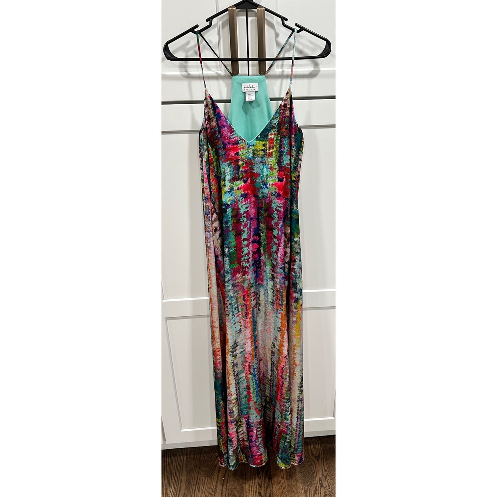 Nicole Miller Maxi Dress Colorful Abstract Print Sleeveless XS